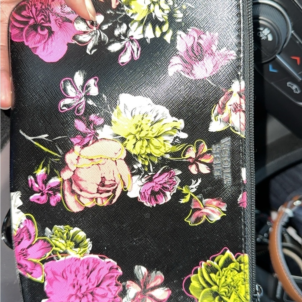 Victoria Secret Floral Black Wristlet